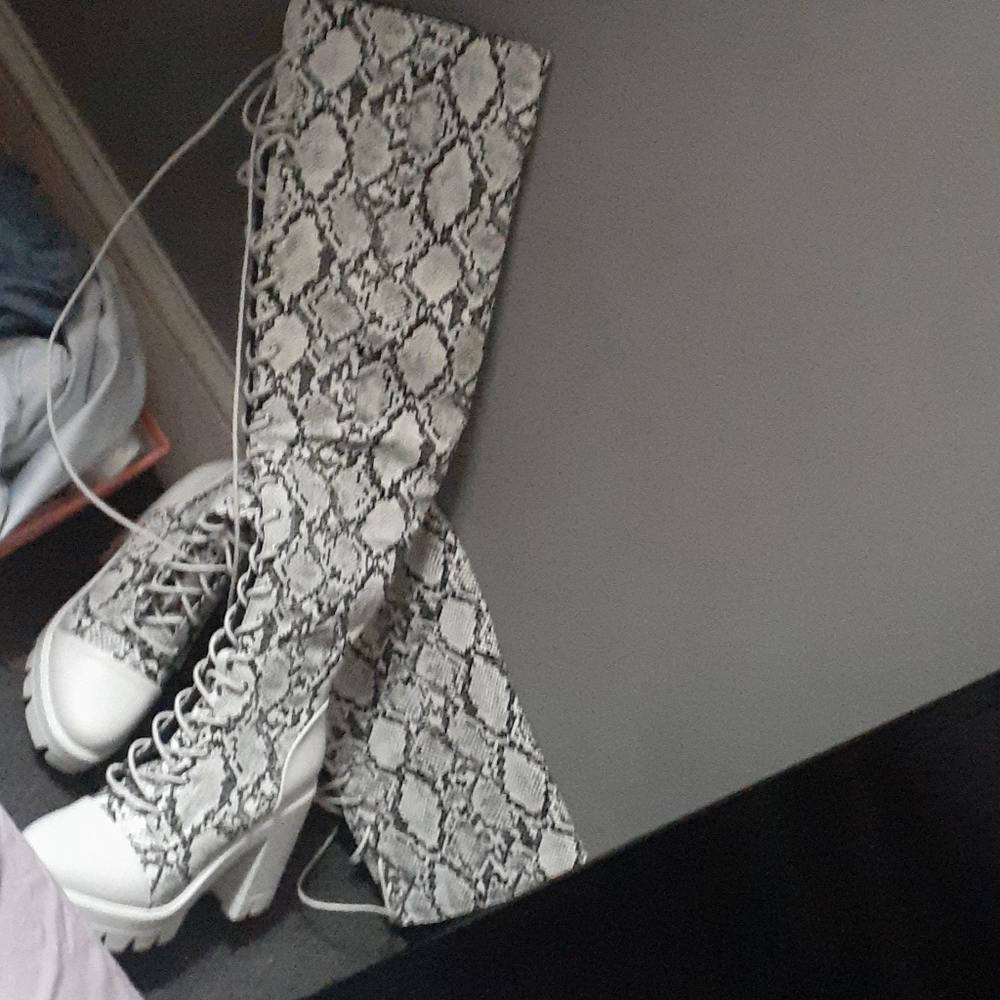 White snakeskin boots